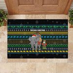 Tanzania Christmas Rubber Doormat African Santa Riding Elephant Snowflakes - African Pride