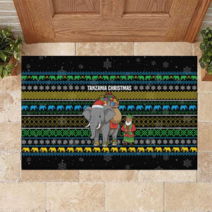 Tanzania Christmas Rubber Doormat African Santa Riding Elephant Snowflakes - African Pride