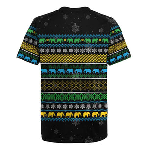 Tanzania Christmas Rugby Jersey African Santa Riding Elephant Snowflakes - African Pride