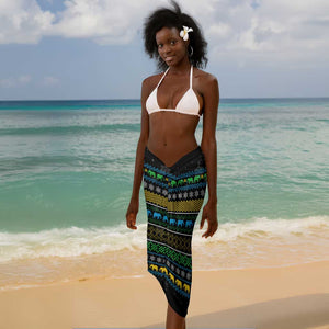 Tanzania Christmas Sarong African Santa Riding Elephant Snowflakes - African Pride