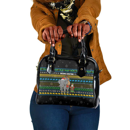 Tanzania Christmas Shoulder Handbag African Santa Riding Elephant Snowflakes - African Pride