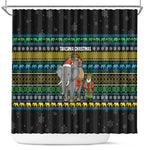 Tanzania Christmas Shower Curtain African Santa Riding Elephant Snowflakes - African Pride