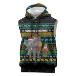 Tanzania Christmas Sleeveless Hoodie African Santa Riding Elephant Snowflakes - African Pride