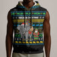 Tanzania Christmas Sleeveless Hoodie African Santa Riding Elephant Snowflakes - African Pride