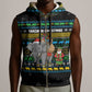 Tanzania Christmas Sleeveless Zip Hoodie African Santa Riding Elephant Snowflakes - African Pride