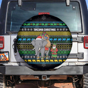 Tanzania Christmas Spare Tire Cover African Santa Riding Elephant Snowflakes - African Pride