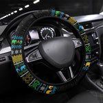 Tanzania Christmas Steering Wheel Cover African Santa Riding Elephant Snowflakes - African Pride