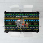 Tanzania Christmas Tablecloth African Santa Riding Elephant Snowflakes - African Pride