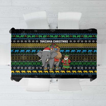 Tanzania Christmas Tablecloth African Santa Riding Elephant Snowflakes - African Pride
