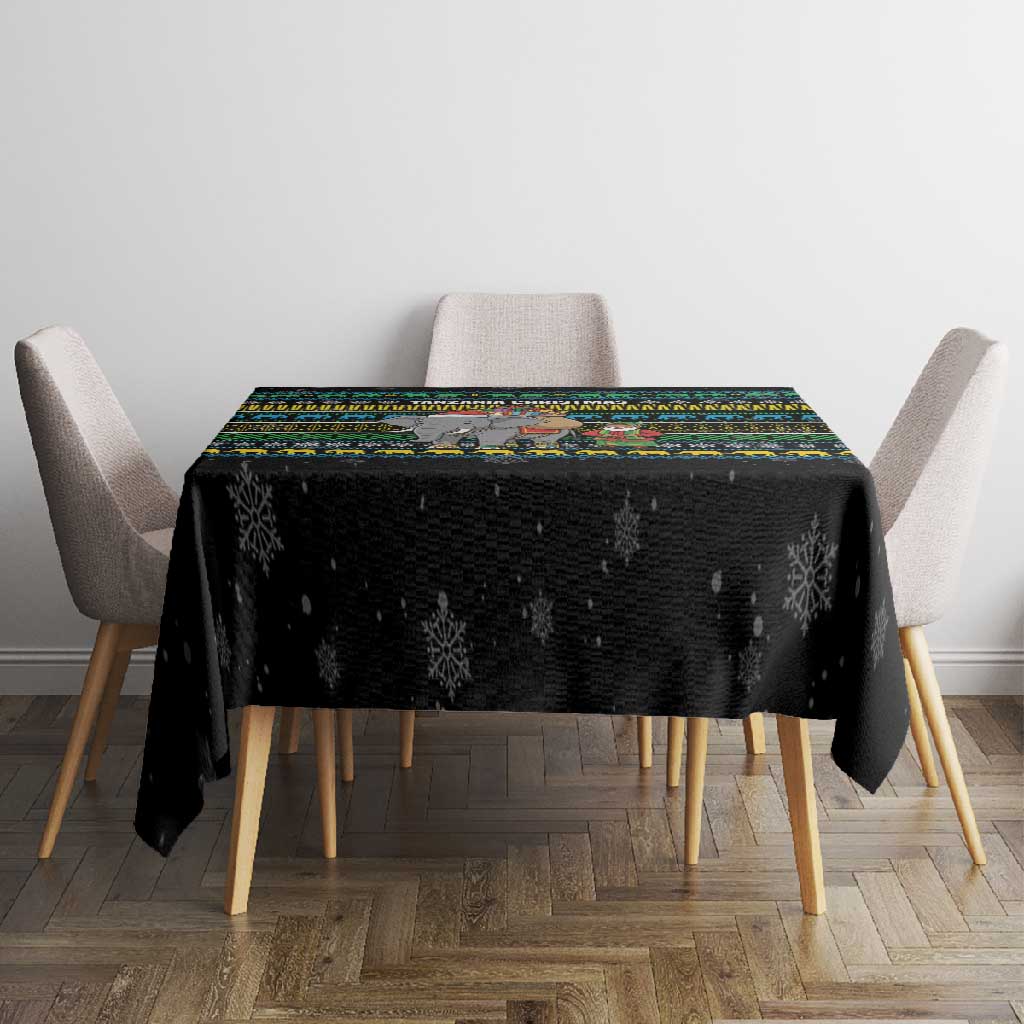 Tanzania Christmas Tablecloth African Santa Riding Elephant Snowflakes - African Pride