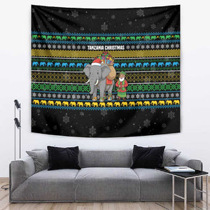 Tanzania Christmas Tapestry African Santa Riding Elephant Snowflakes - African Pride