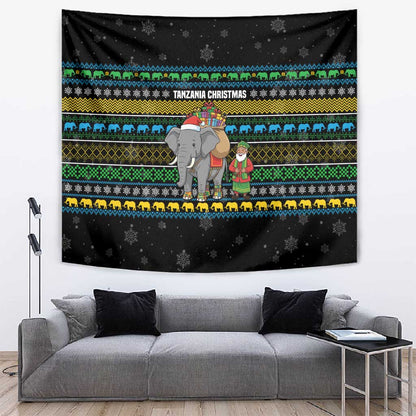 Tanzania Christmas Tapestry African Santa Riding Elephant Snowflakes - African Pride