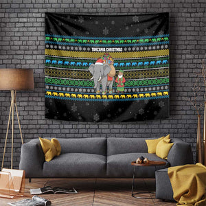 Tanzania Christmas Tapestry African Santa Riding Elephant Snowflakes - African Pride