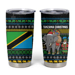 Tanzania Christmas Tumbler Cup African Santa Riding Elephant Snowflakes - African Pride