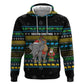 Tanzania Christmas Zip Hoodie African Santa Riding Elephant Snowflakes - African Pride