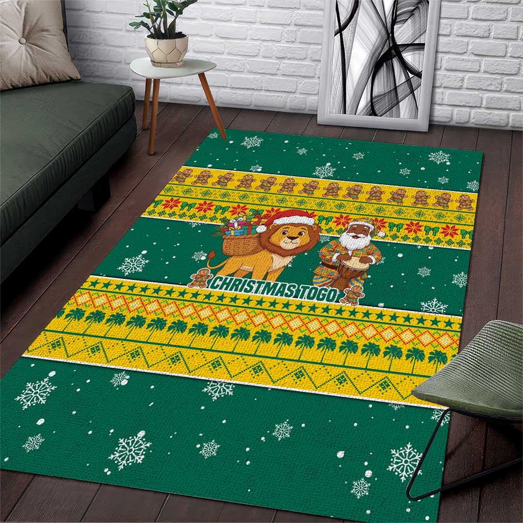 Togo Christmas Area Rug African Santa Lion Drummer Gingerbread - African Pride