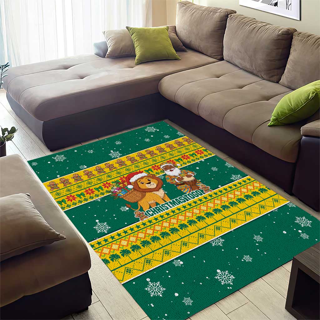 Togo Christmas Area Rug African Santa Lion Drummer Gingerbread - African Pride