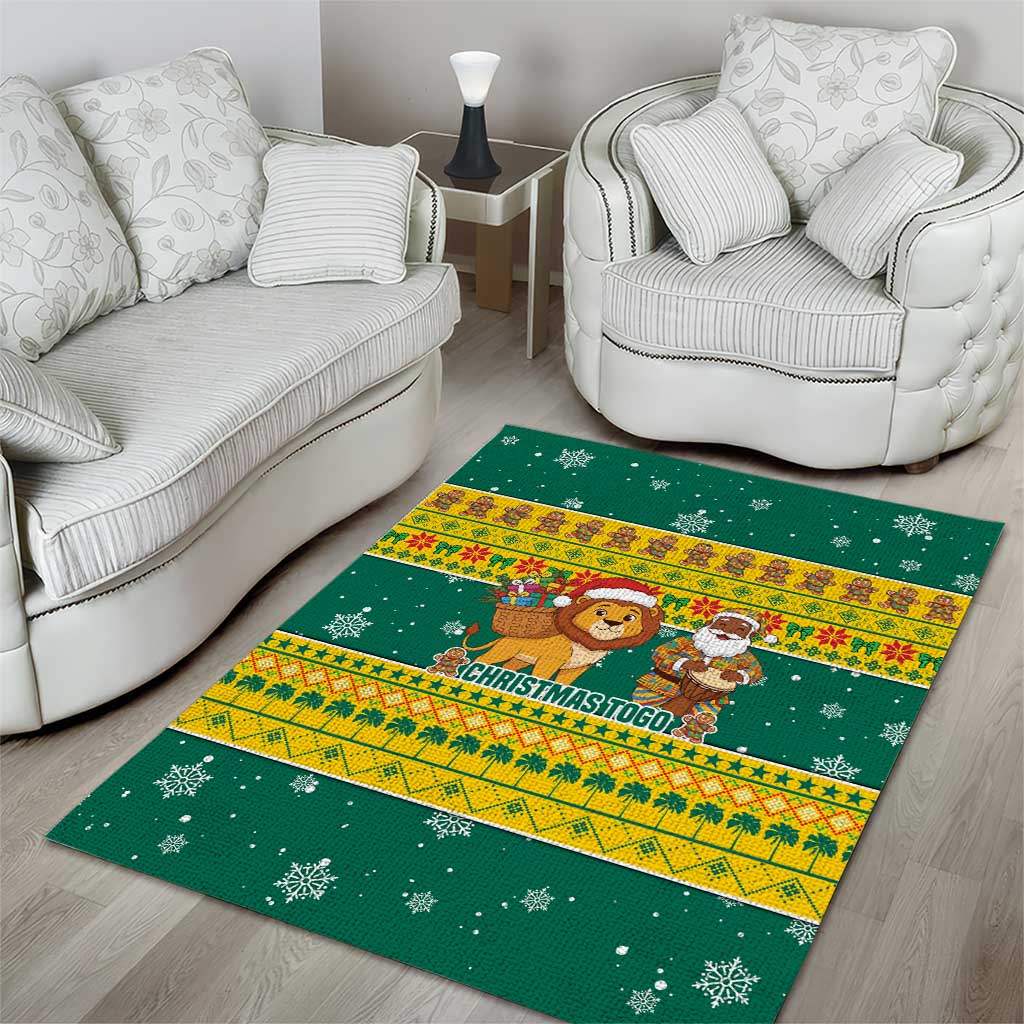 Togo Christmas Area Rug African Santa Lion Drummer Gingerbread - African Pride