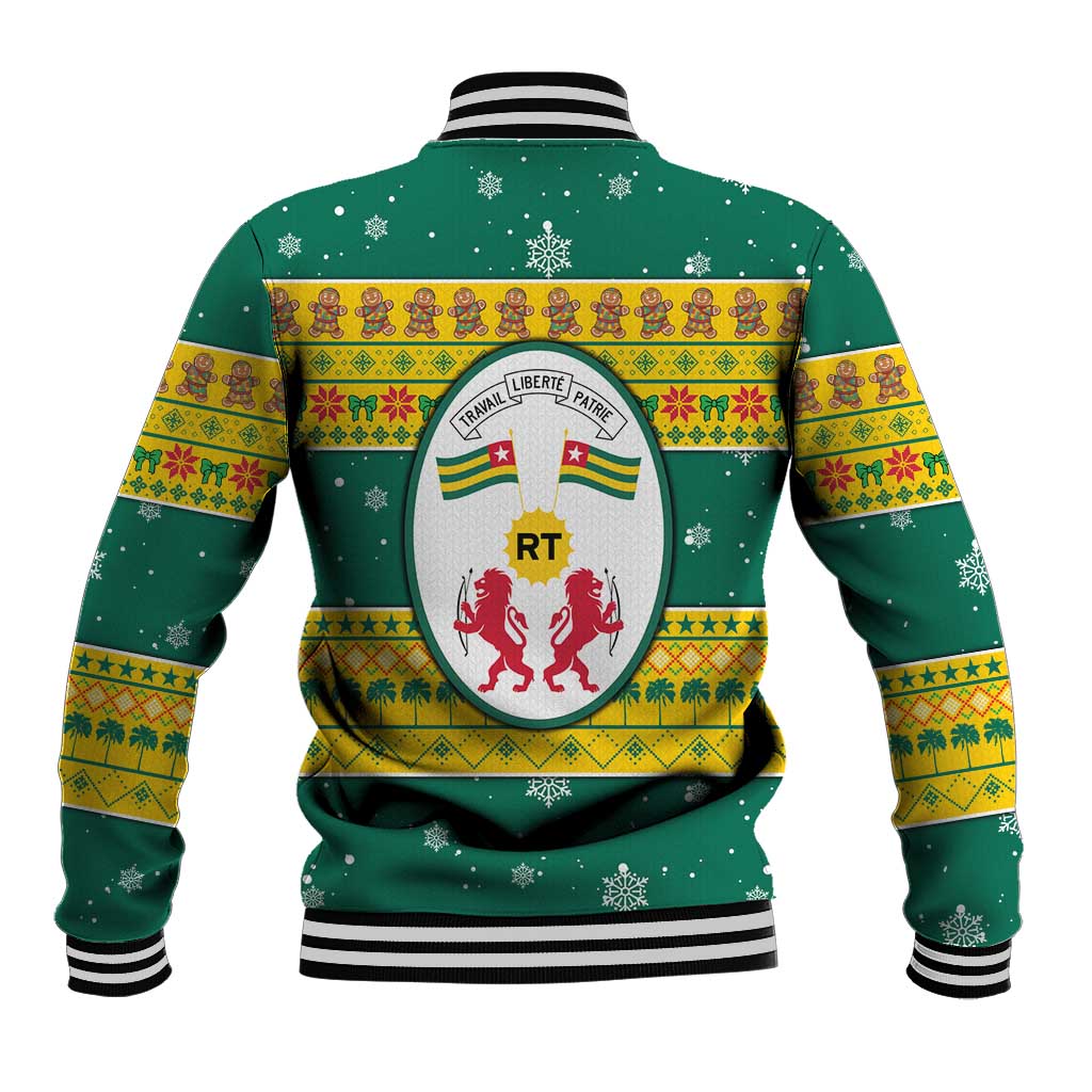 Togo Christmas Baseball Jacket African Santa Lion Drummer Gingerbread - African Pride