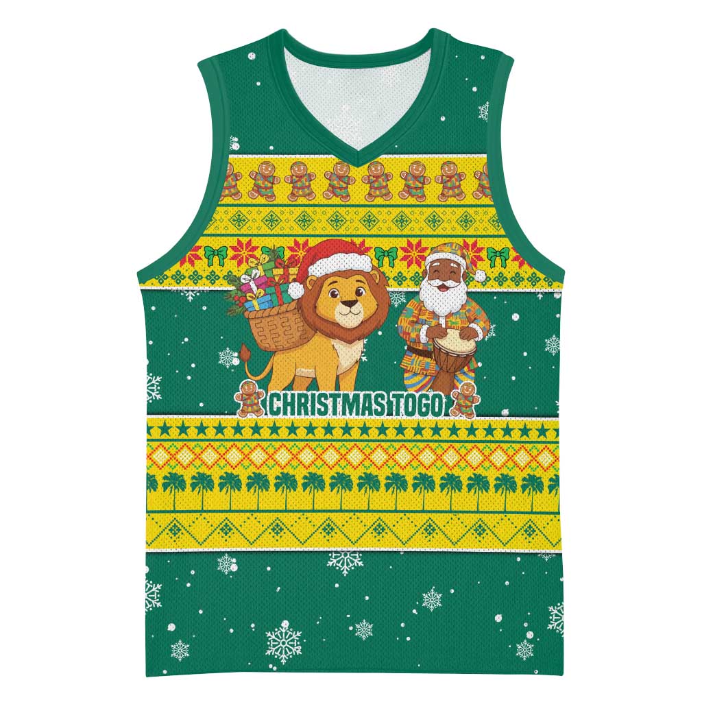 Togo Christmas Basketball Jersey African Santa Lion Drummer Gingerbread - African Pride