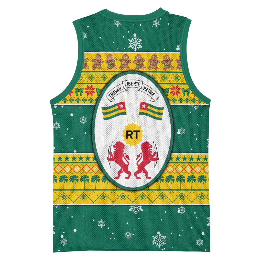 Togo Christmas Basketball Jersey African Santa Lion Drummer Gingerbread - African Pride
