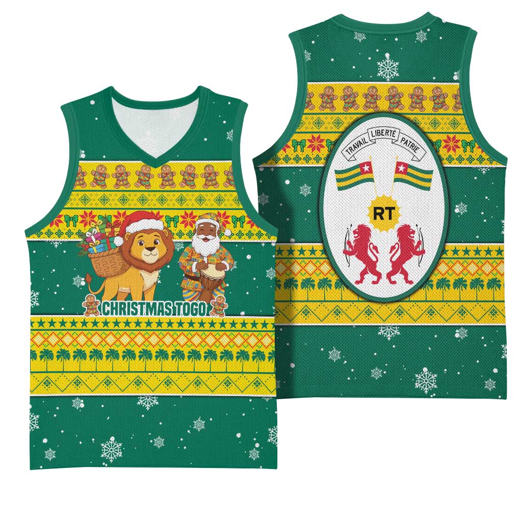 Togo Christmas Basketball Jersey African Santa Lion Drummer Gingerbread - African Pride