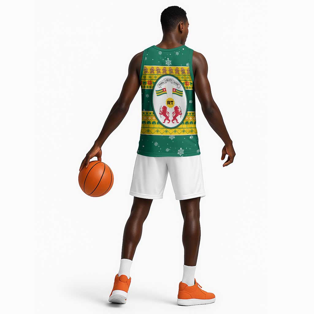 Togo Christmas Basketball Jersey African Santa Lion Drummer Gingerbread - African Pride