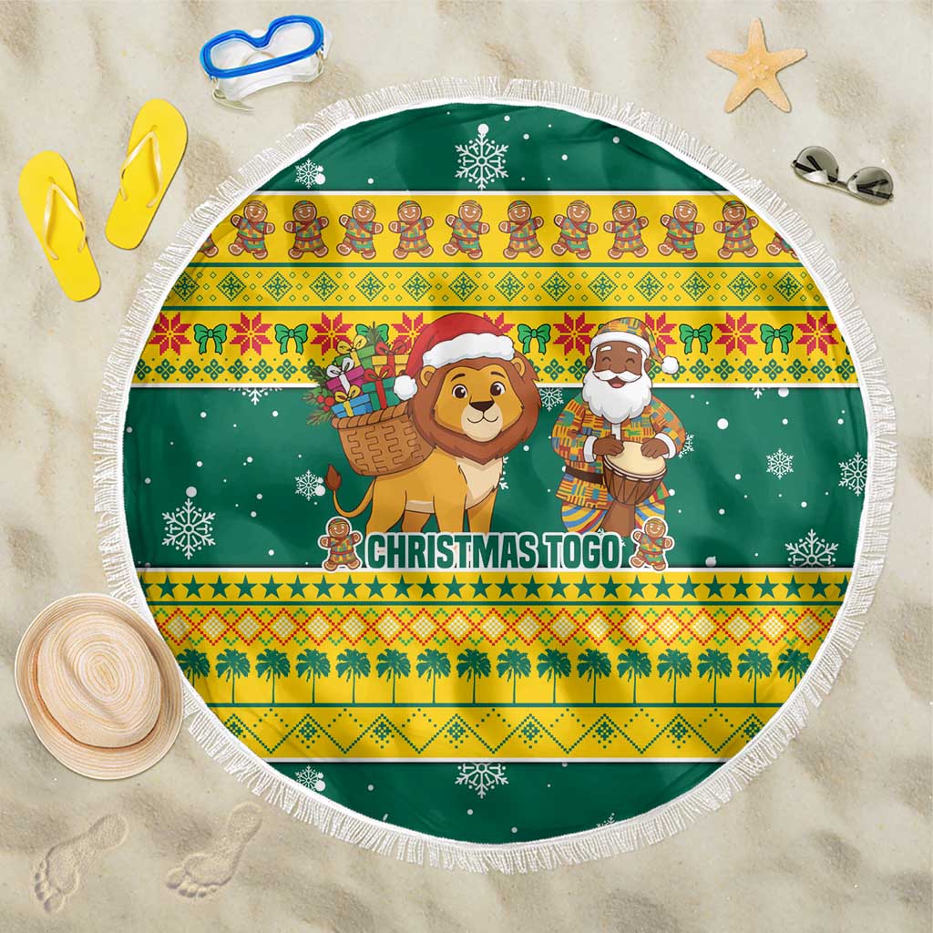 Togo Christmas Beach Blanket African Santa Lion Drummer Gingerbread - African Pride