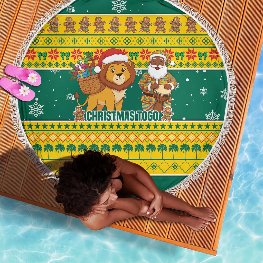 Togo Christmas Beach Blanket African Santa Lion Drummer Gingerbread - African Pride