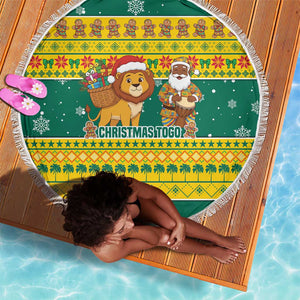 Togo Christmas Beach Blanket African Santa Lion Drummer Gingerbread - African Pride