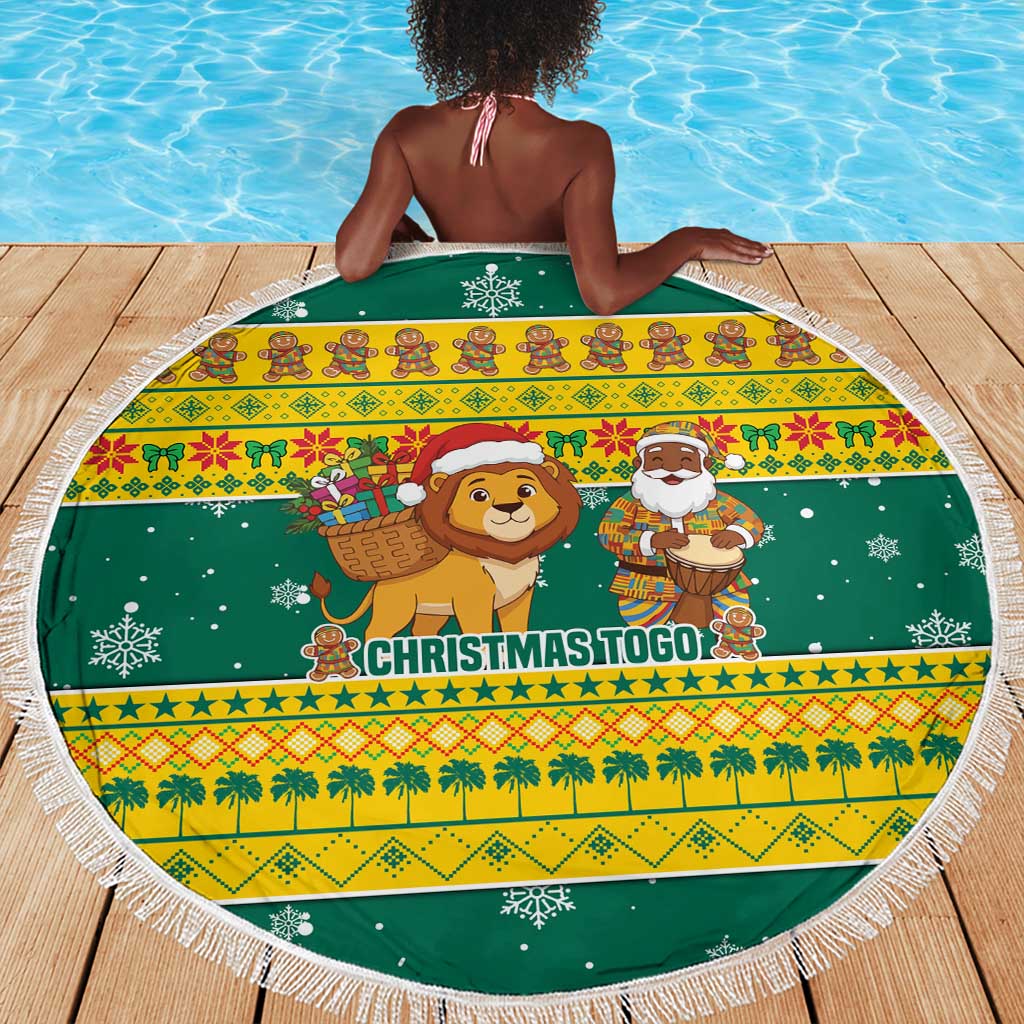 Togo Christmas Beach Blanket African Santa Lion Drummer Gingerbread - African Pride