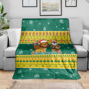 Togo Christmas Blanket African Santa Lion Drummer Gingerbread - African Pride