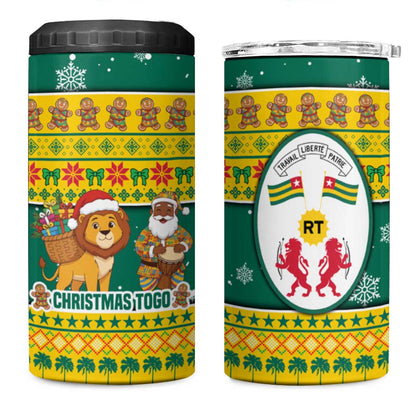 Togo Christmas 4 in 1 Can Cooler Tumbler African Santa Lion Drummer Gingerbread - African Pride