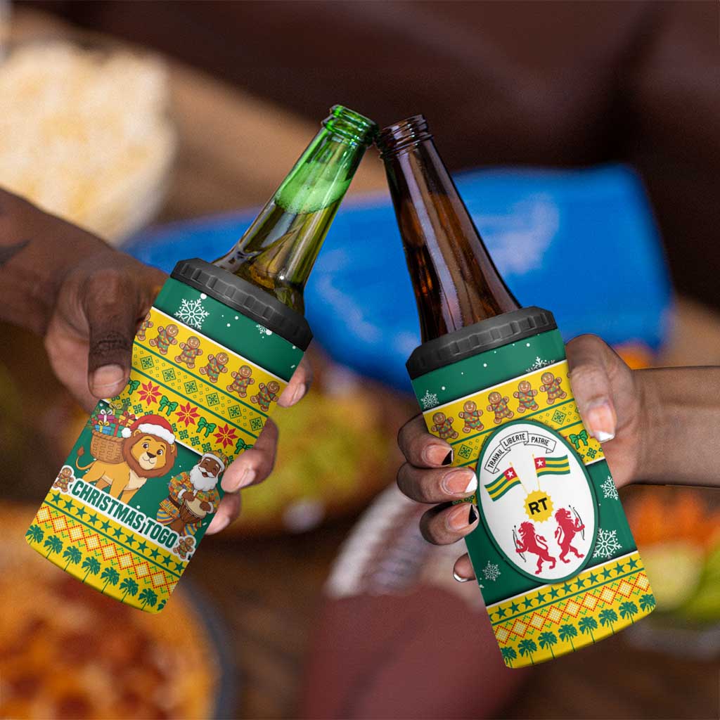 Togo Christmas 4 in 1 Can Cooler Tumbler African Santa Lion Drummer Gingerbread - African Pride