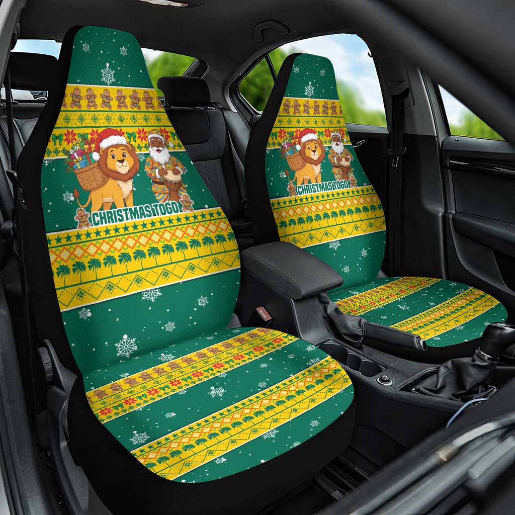 Togo Christmas Car Seat Cover African Santa Lion Drummer Gingerbread - African Pride
