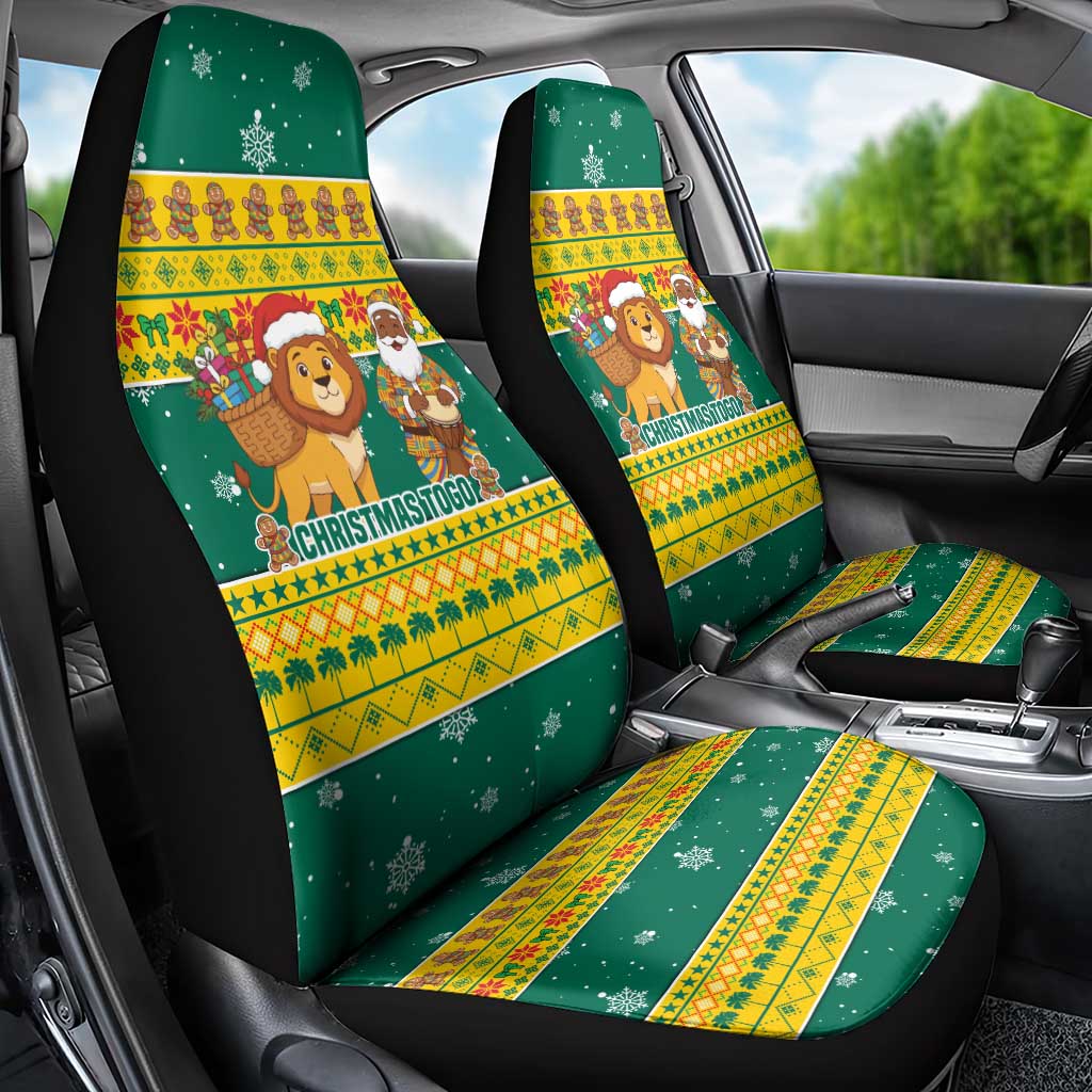 Togo Christmas Car Seat Cover African Santa Lion Drummer Gingerbread - African Pride