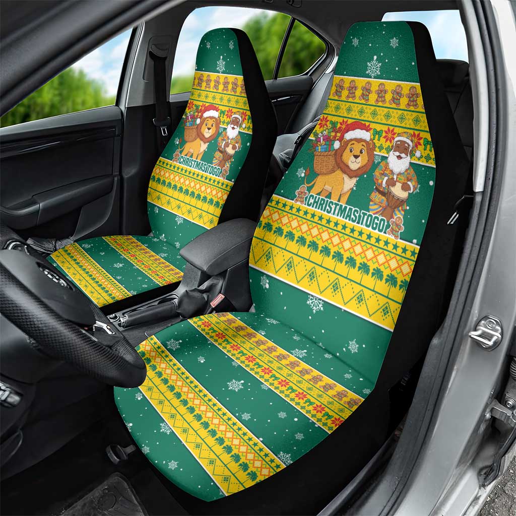 Togo Christmas Car Seat Cover African Santa Lion Drummer Gingerbread - African Pride