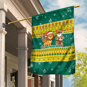 Togo Christmas Garden Flag African Santa Lion Drummer Gingerbread - African Pride