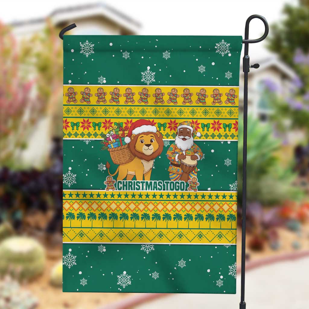Togo Christmas Garden Flag African Santa Lion Drummer Gingerbread - African Pride