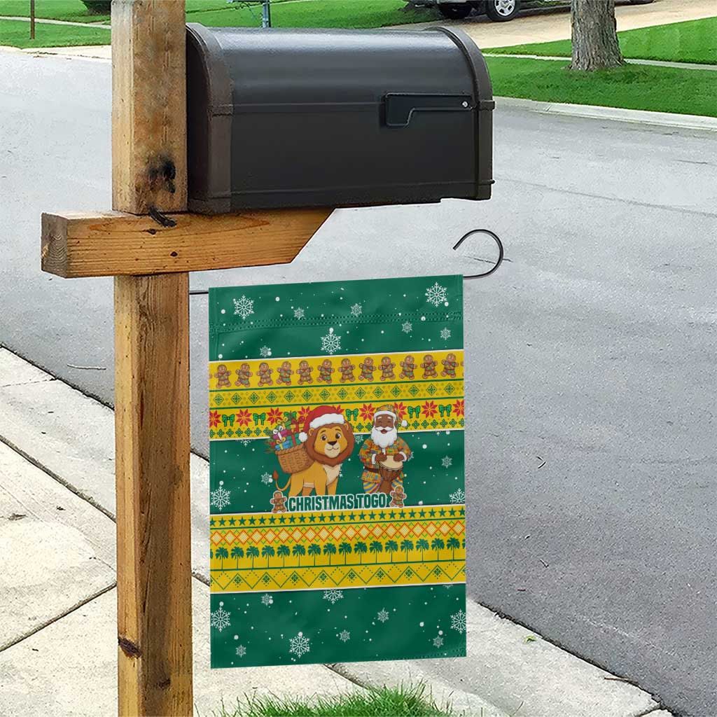 Togo Christmas Garden Flag African Santa Lion Drummer Gingerbread - African Pride