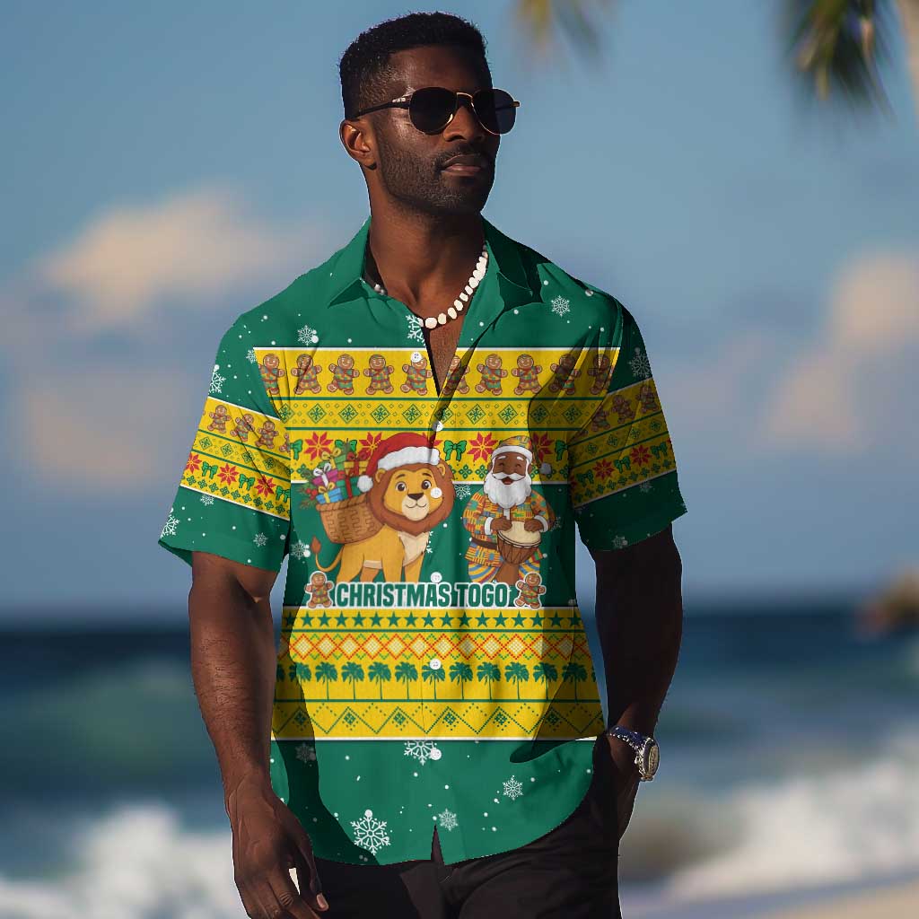Togo Christmas Hawaiian Shirt African Santa Lion Drummer Gingerbread - African Pride