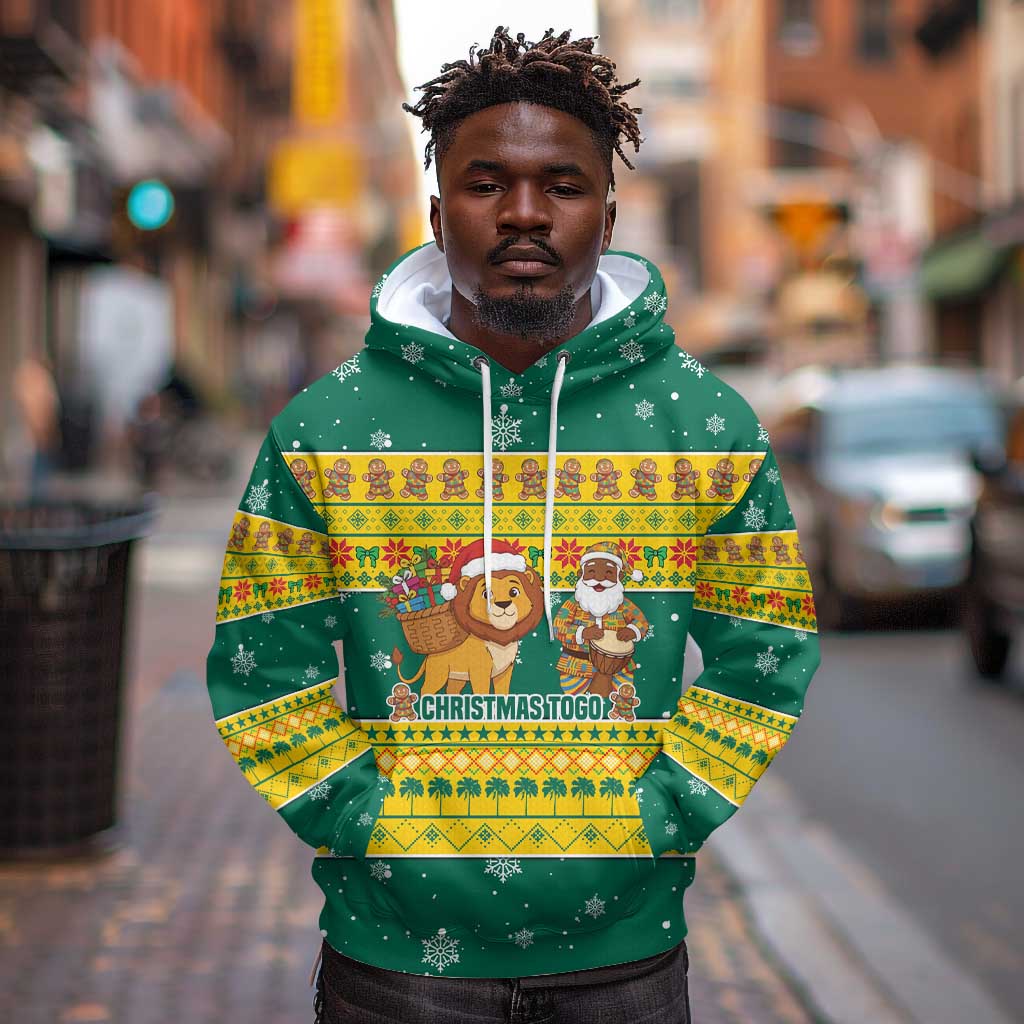 Togo Christmas Hoodie African Santa Lion Drummer Gingerbread - African Pride