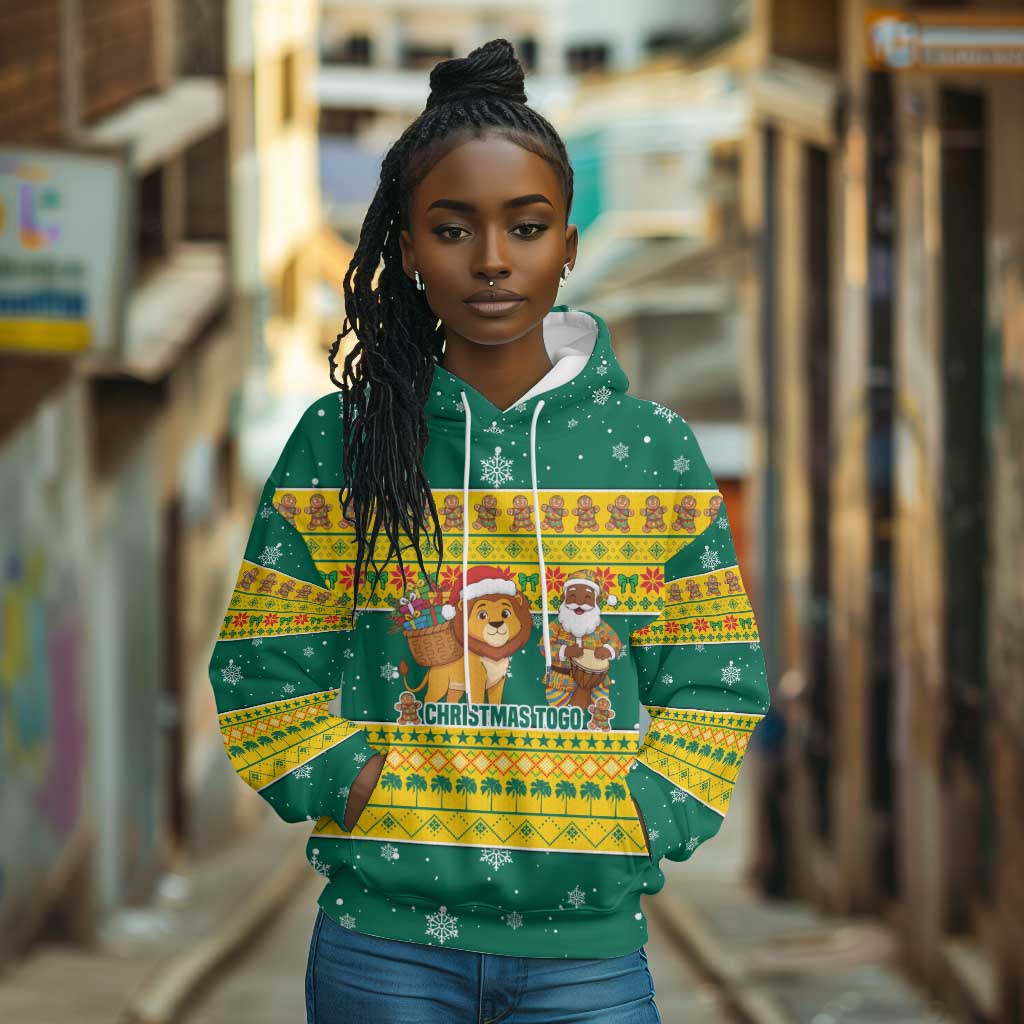 Togo Christmas Hoodie African Santa Lion Drummer Gingerbread - African Pride