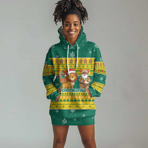 Togo Christmas Hoodie Dress African Santa Lion Drummer Gingerbread - African Pride