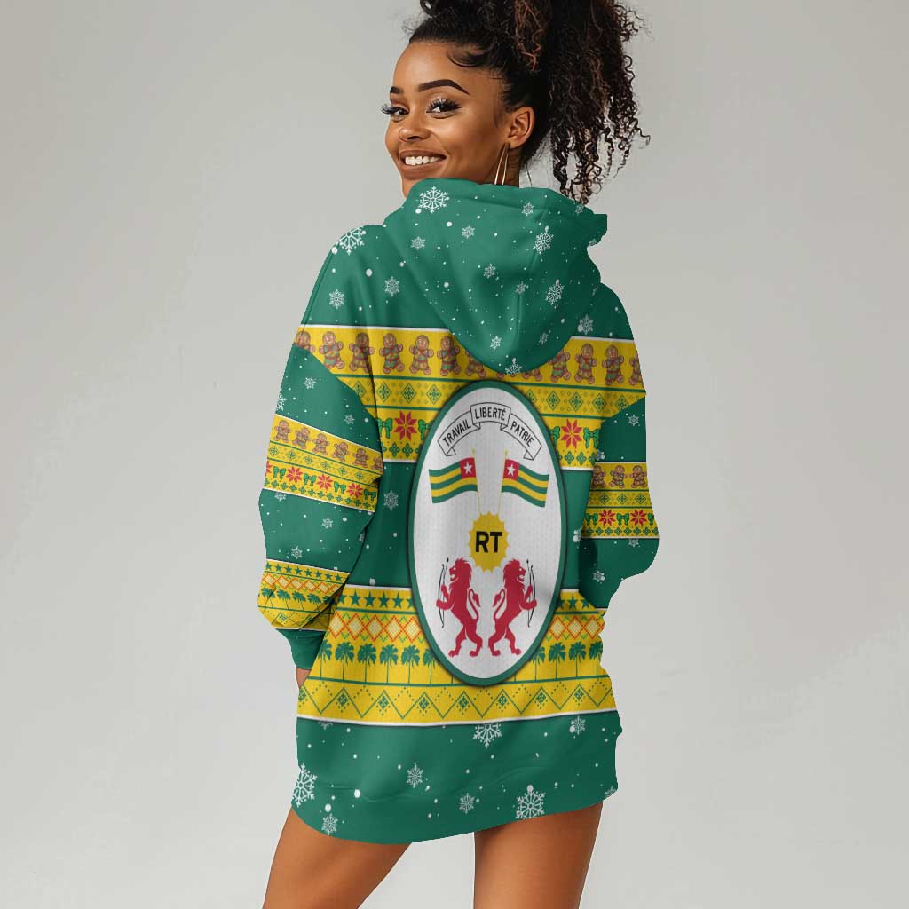 Togo Christmas Hoodie Dress African Santa Lion Drummer Gingerbread - African Pride