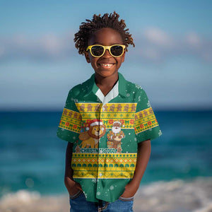 Togo Christmas Kid Hawaiian Shirt African Santa Lion Drummer Gingerbread - African Pride