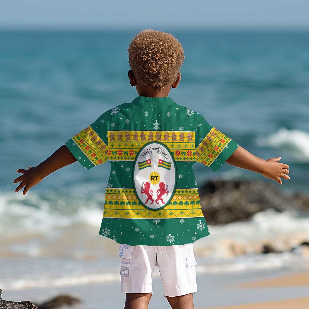 Togo Christmas Kid Hawaiian Shirt African Santa Lion Drummer Gingerbread - African Pride