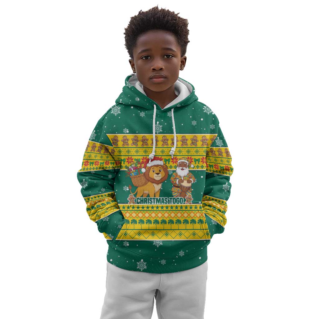 Togo Christmas Kid Hoodie African Santa Lion Drummer Gingerbread - African Pride