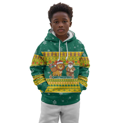 Togo Christmas Kid Hoodie African Santa Lion Drummer Gingerbread - African Pride