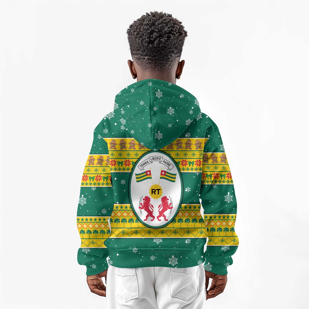 Togo Christmas Kid Hoodie African Santa Lion Drummer Gingerbread - African Pride